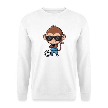 Süßer Schimpanse Fußballspieler Cartoon - Unisex Pullover - Weiß - Vorne - Alina (178cm) & Michal (187cm)