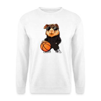 Basketball Meerschweinchen - Unisex Pullover - Weiß - Vorne - Alina (178cm) & Michal (187cm)