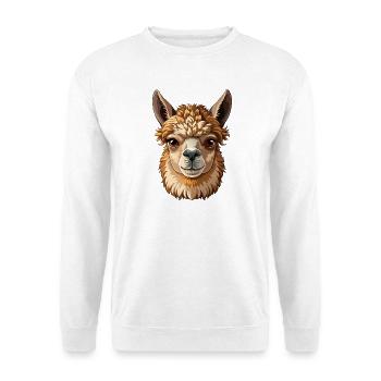 Alpaca Head - Unisex Pullover - Weiß - Vorne - Alina (178cm) & Michal (187cm)