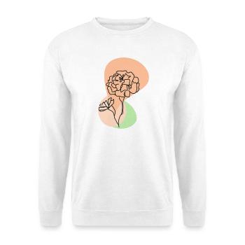 Pastellblume im Linienstil - Unisex Pullover - Weiß - Vorne - Alina (178cm) & Michal (187cm)