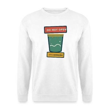 Fermentation – Nicht öffnen, es funktioniert - Unisex Pullover - Weiß - Vorne - Alina (178cm) & Michal (187cm)