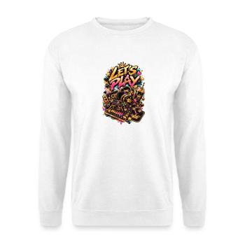 Lass uns spielen Neon Gaming Krone - Unisex Pullover - Weiß - Vorne - Alina (178cm) & Michal (187cm)