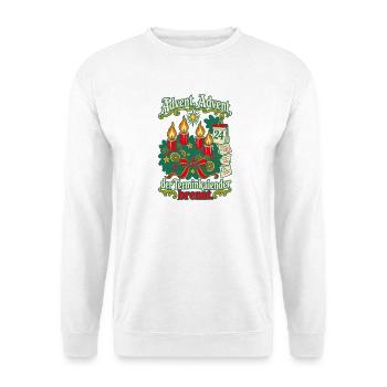 Advent Advent Terminkalender brennt - Unisex Pullover - Weiß - Vorne - Alina (178cm) & Michal (187cm)