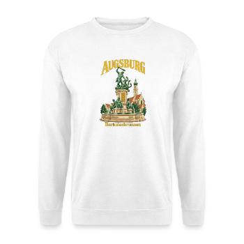 Augsburg Herkulesbrunnen - Unisex Pullover - Weiß - Vorne - Alina (178cm) & Michal (187cm)