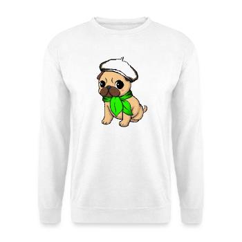 Beige Beret Mops - Unisex Pullover - Weiß - Vorne - Alina (178cm) & Michal (187cm)