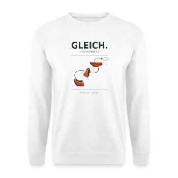Gleich – Bouldern, nur noch dieser Zug - Unisex Pullover - Weiß - Vorne - Alina (178cm) & Michal (187cm)