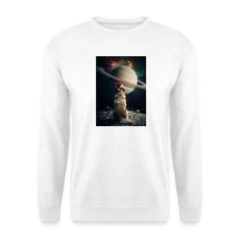 Weihnachts-Golden-Retriever vor dem Saturn - Unisex Pullover - Weiß - Vorne - Alina (178cm) & Michal (187cm)