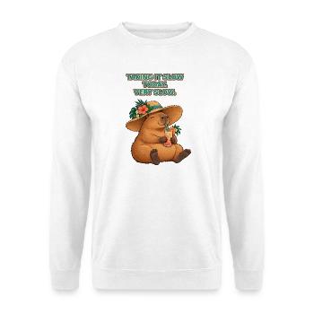Capybara im Urlaubsmodus mit Sonnenhut - Unisex Pullover - Weiß - Vorne - Alina (178cm) & Michal (187cm)