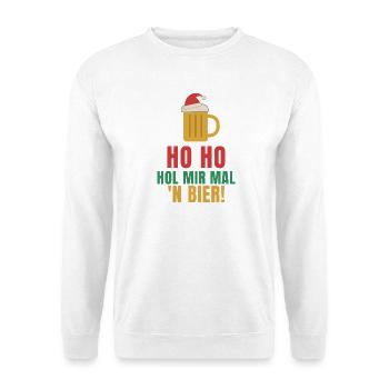 Ho Ho Hol mir mal 'n Bier – Weihnachten - Unisex Pullover - Weiß - Vorne - Alina (178cm) & Michal (187cm)