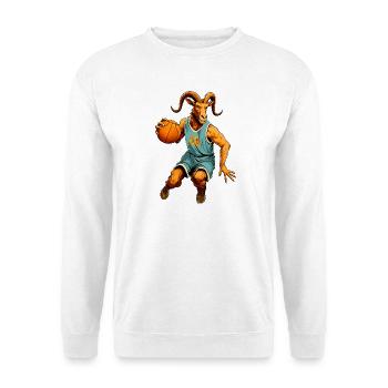 Basketball Ziege Goat - Unisex Pullover - Weiß - Vorne - Alina (178cm) & Michal (187cm)