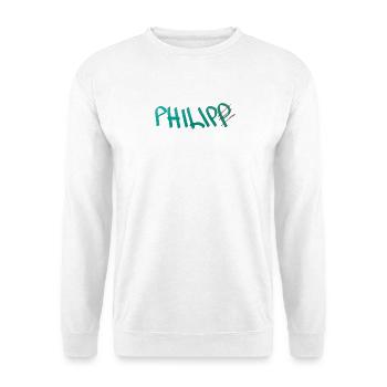Geschenkidee für Philip - Unisex Pullover - Weiß - Vorne - Alina (178cm) & Michal (187cm)