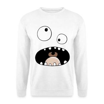 Funny Comic Monster Gesicht - Unisex Pullover - Weiß - Vorne