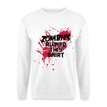 zombies runied this shirt - zombie blutflecken - Unisex Pullover - Weiß - Vorne - Alina (178cm) & Michal (187cm)