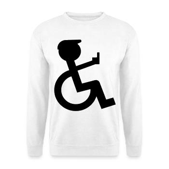 Wheelchair rider shows middle finger # - Unisex Sweatshirt - white - Front