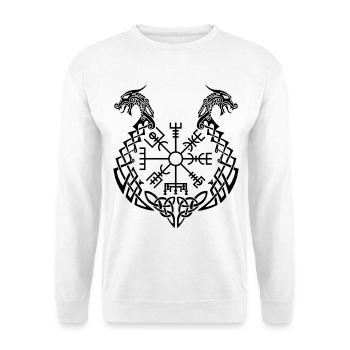Schwarzer Drache und Wikingerkompass - Unisex Pullover - Weiß - Vorne