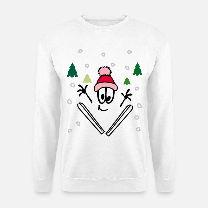 Wintersport, comic - Unisex Pullover - Weiß