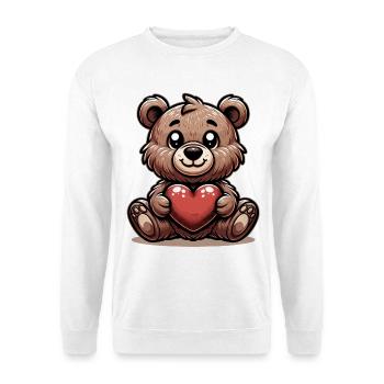 Valentine's Day Cuddly Bear: Cute Brown Teddy - Unisex Sweatshirt - white - Front