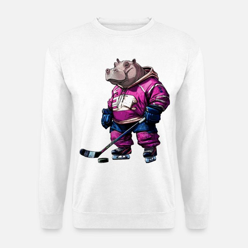 Nilpferde Eishockey - Unisex Pullover - Weiß