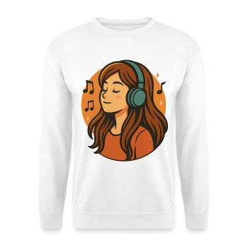 Girl Listening to Relaxed Music with Headphones - Unisex Sweatshirt - white - Front