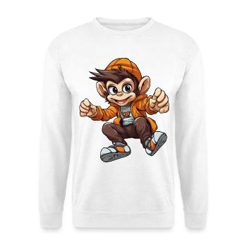 Héros singe joyeux en sweat à capuche orange - Sweat-shirt Unisexe - blanc - Devant