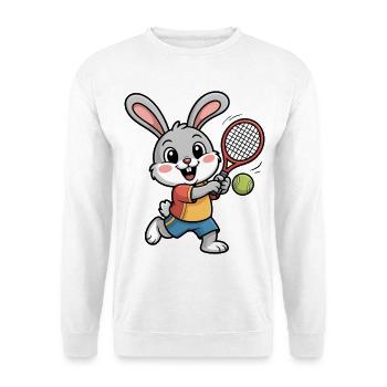 Häschen Tennisabenteuer - Unisex Pullover - Weiß - Vorne