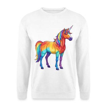 Buntes Einhorn-Regenbogen-Pop-Art-Aquarell - Unisex Pullover - Weiß - Vorne