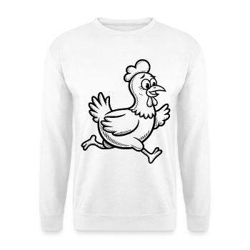 Poule Poule Drôle Course de Coq Course - Sweat-shirt Unisexe - blanc - Devant