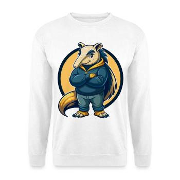 Ameisenbär Kawaii Maskottchen Cartoon Clipart Logo Abzeichen - Unisex Pullover - Weiß - Vorne