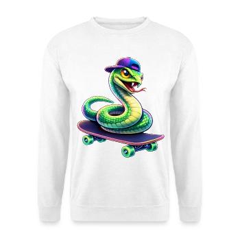 Neon Skate Snake Skateboard Animal - Unisex Pullover - Weiß - Vorne