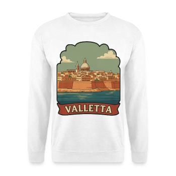 Badge de voyage rétro de la ligne historique de la Skyline de Valletta Malte - Sweat-shirt Unisexe - blanc - Devant