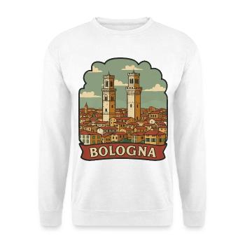 Bologna Italy Two Towers Retro Travel Sticker - Unisex Sweatshirt - white - Front