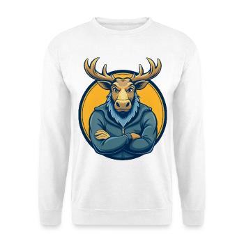 Moose Kawaii Mascot Cartoon Character Clipart Logo - Unisex Sweatshirt - white - Front