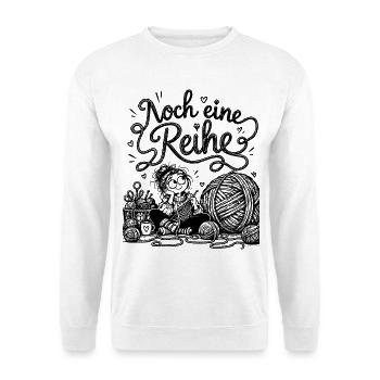 Lustiger Stricken Spruch für Wollfans - Unisex Pullover - Weiß - Vorne - Alina (178cm) & Michal (187cm)