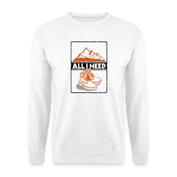 Wandern All I Need Berge Outdoor Geschenk - Unisex Pullover - Weiß - Vorne