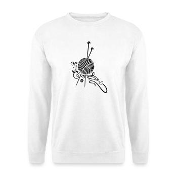 Knitting needles with wool and flowers. - Unisex Sweatshirt - white - Front