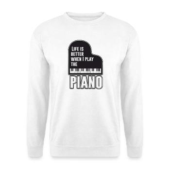 Das Leben ist besser, wenn ich Klavier spiele - Unisex Pullover - Weiß - Vorne