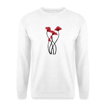 Kunstvolle Mohnblumen Illustration - Unisex Pullover - Weiß - Vorne