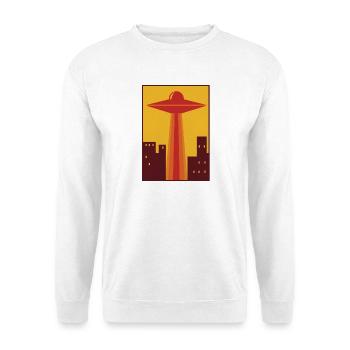 70er Ufo über Stadt - Unisex Pullover - Weiß - Vorne