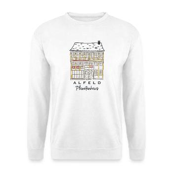 Alfeld, Planetenhaus, Niedersachsen - Unisex Pullover - Weiß - Vorne - Alina (178cm) & Michal (187cm)