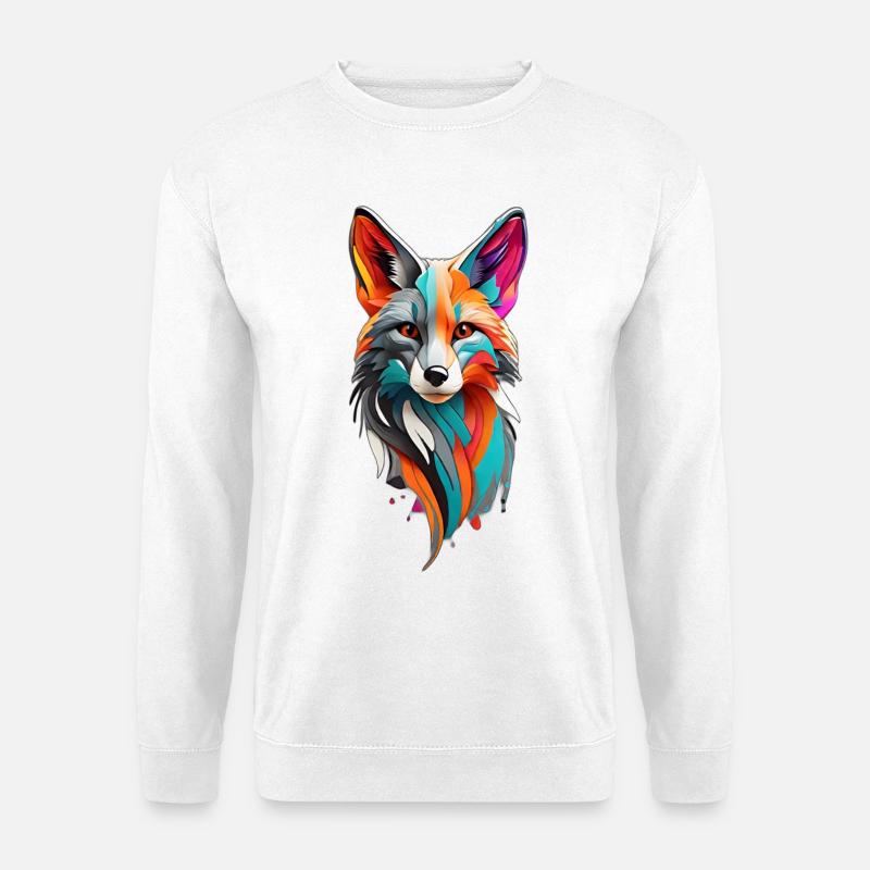 colorful fox - Unisex Sweatshirt - white