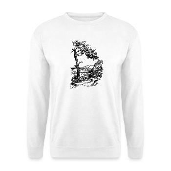 Ostsee Strand Linolschnitt schwarz - Unisex Pullover - Weiß - Vorne
