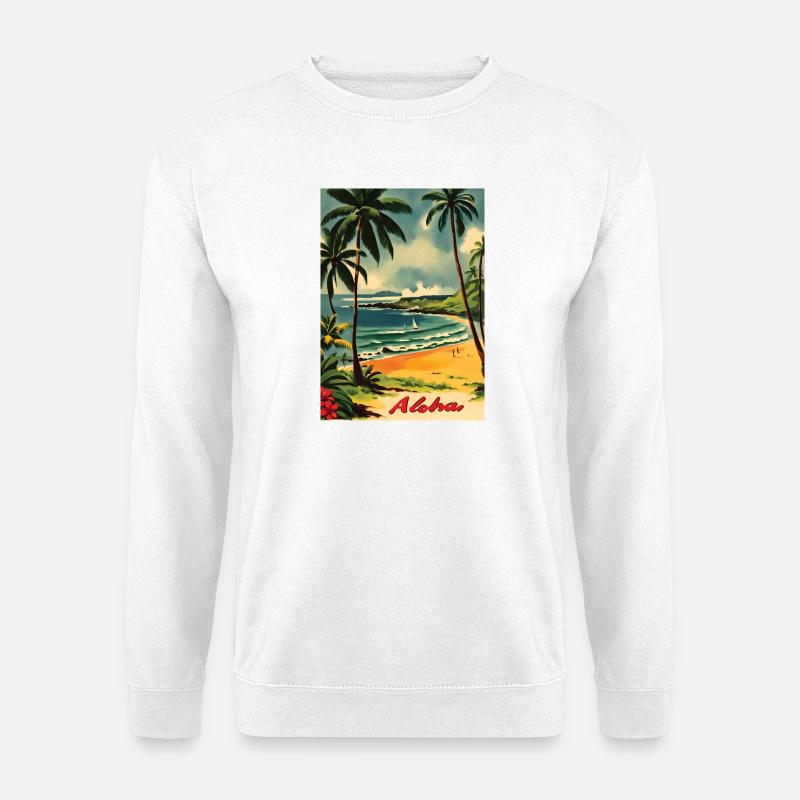 Aloha Strandlandschaft Retro - Unisex Pullover - Weiß