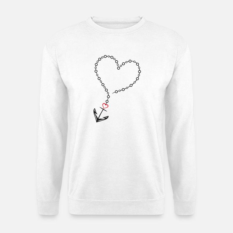 Herz mit Anker - Unisex Pullover - Weiß