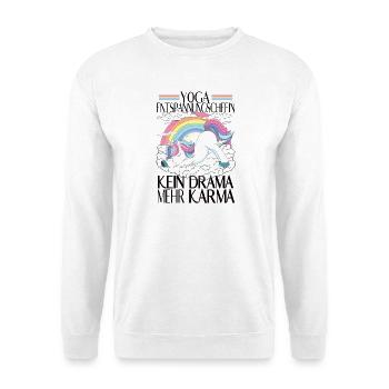 Yoga Relaxation Unicorn – Plus de drame Karma - Sweat-shirt Unisexe - blanc - Devant