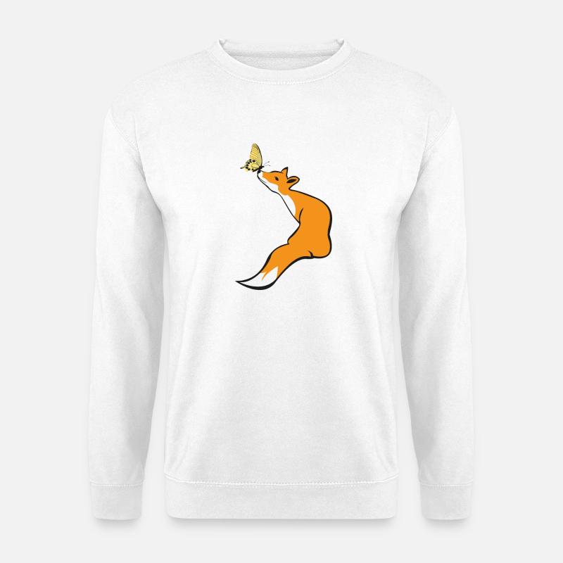 Playful fox with butterfly - Unisex Sweatshirt - white