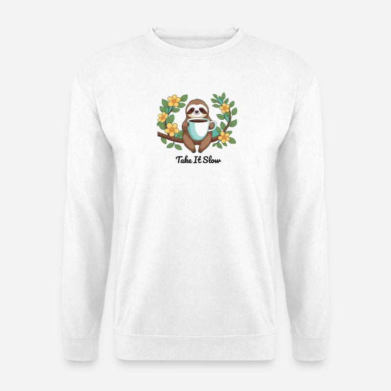 Chillendes Faultier - Unisex Pullover - Weiß