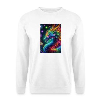 Lebendiger Neon-Drache - Faszinierende Fantasy-Kunst - Unisex Pullover - Weiß - Vorne