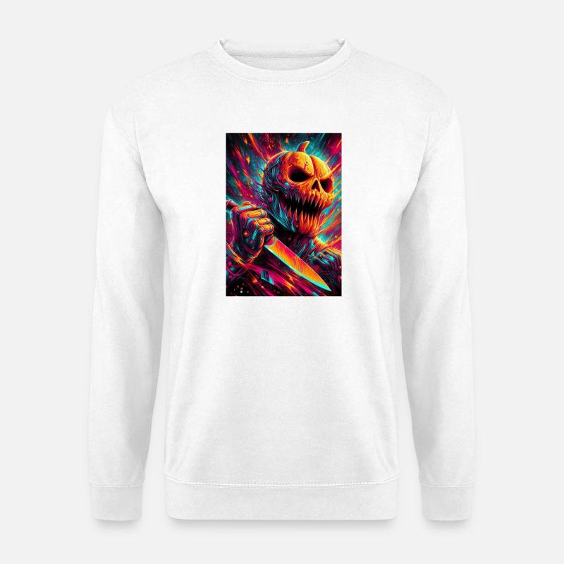HALLOWEEN NEON KÜRBIS HORROR - Unisex Pullover - Weiß