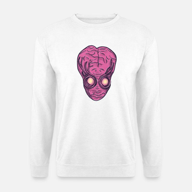 Pinkes Alien-Gesicht Popkunst - Unisex Pullover - Weiß