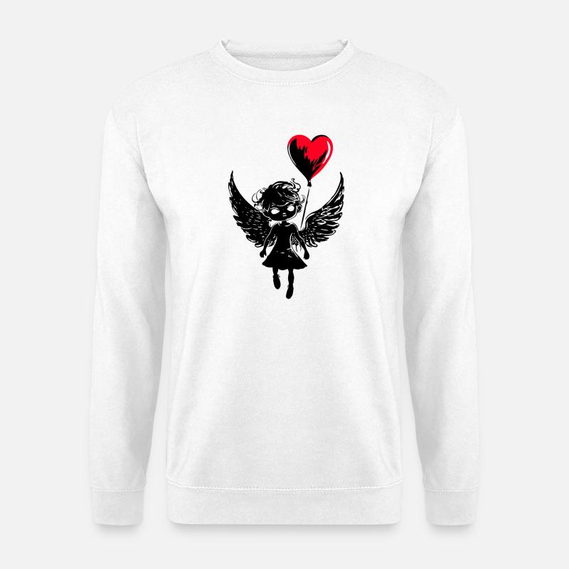 Engel mit Herz Luftballon - Heartful Creatures - Unisex Pullover - Weiß